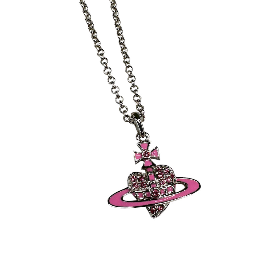 (NEW) VIVIENNE WESTWOOD ROSE CRYSTAL REVERSE HEART NECKLACE (AW22)