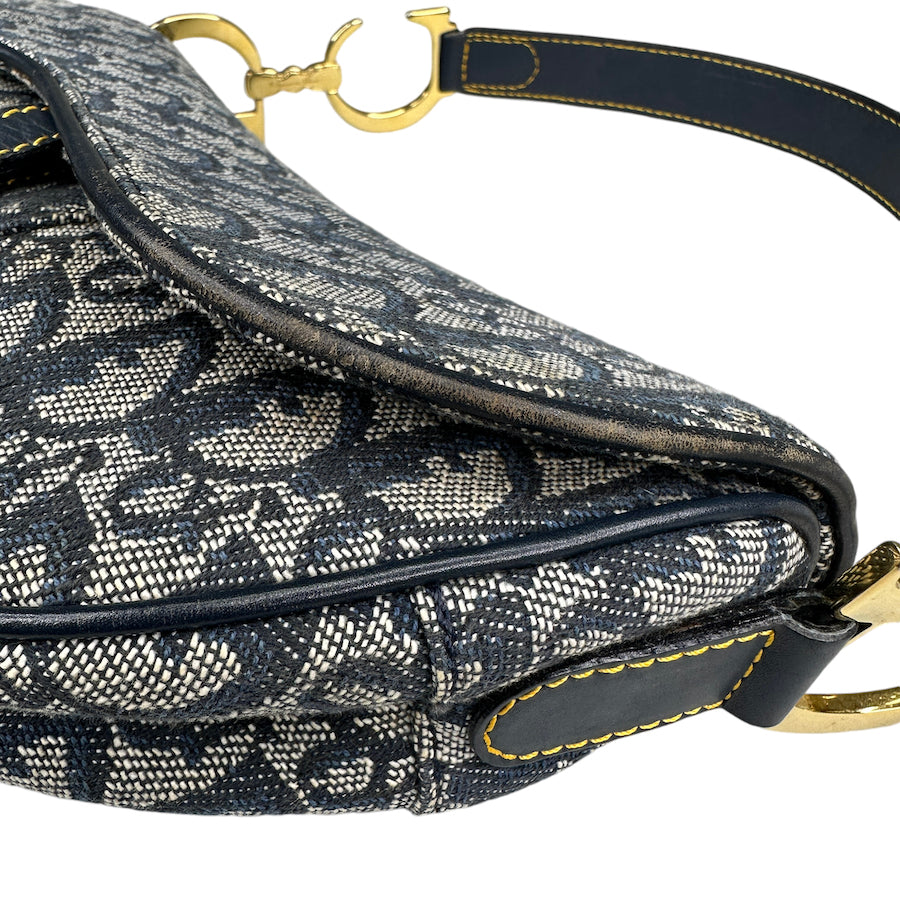 DIOR BLUE TROTTER CANVAS SADDLE BAG - BLUE