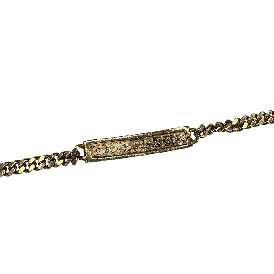 DIOR CD INITIALS PLATE CUBAN LINK BRACELET - GOLD / BLACK