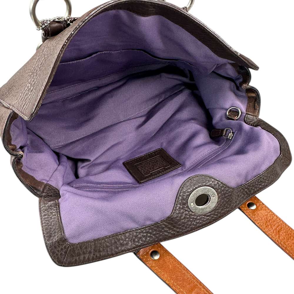 COACH PEBBLED LEATHER SHOULDER BAG - BROWN