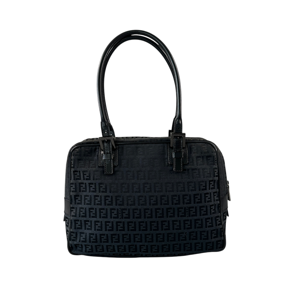 FENDI ZUCCHINO CANVAS SHOULDER BAG - BLACK