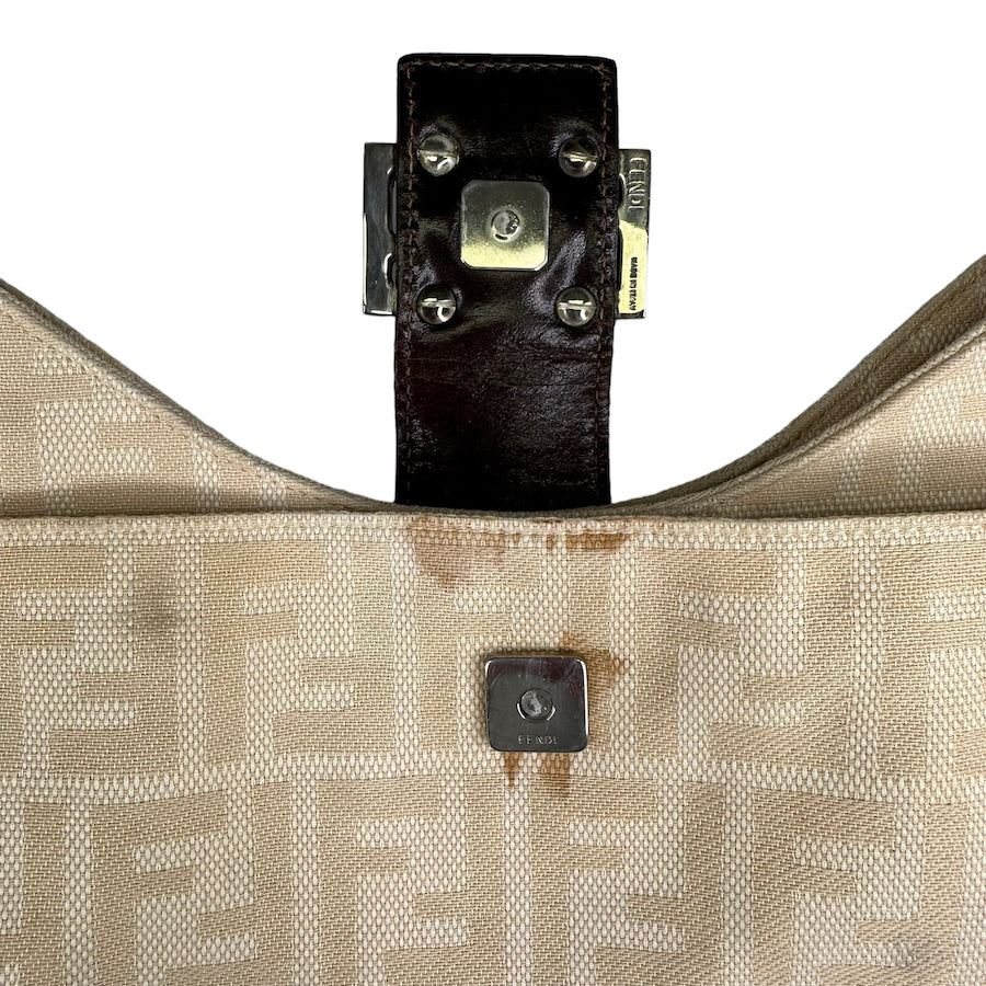 FENDI BEIGE ZUCCA CANVAS MONOGRAM BAG