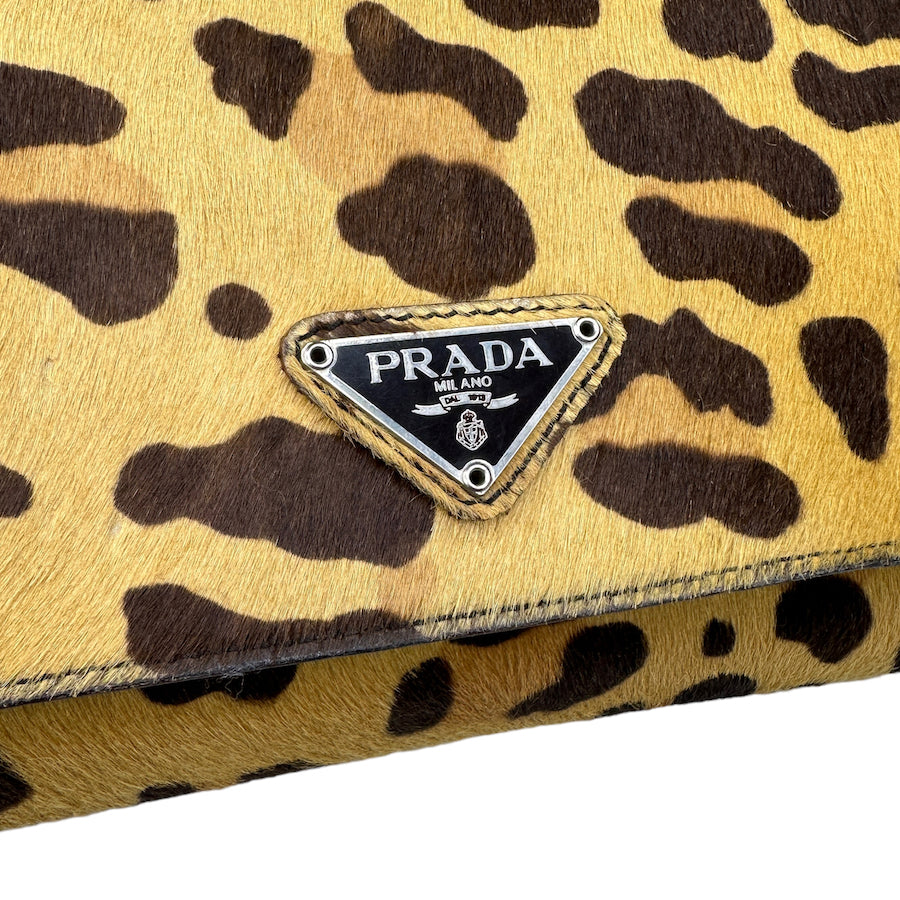 PRADA VINTAGE PONY HAIR LEOPARD PRINT SHOULDER BAG