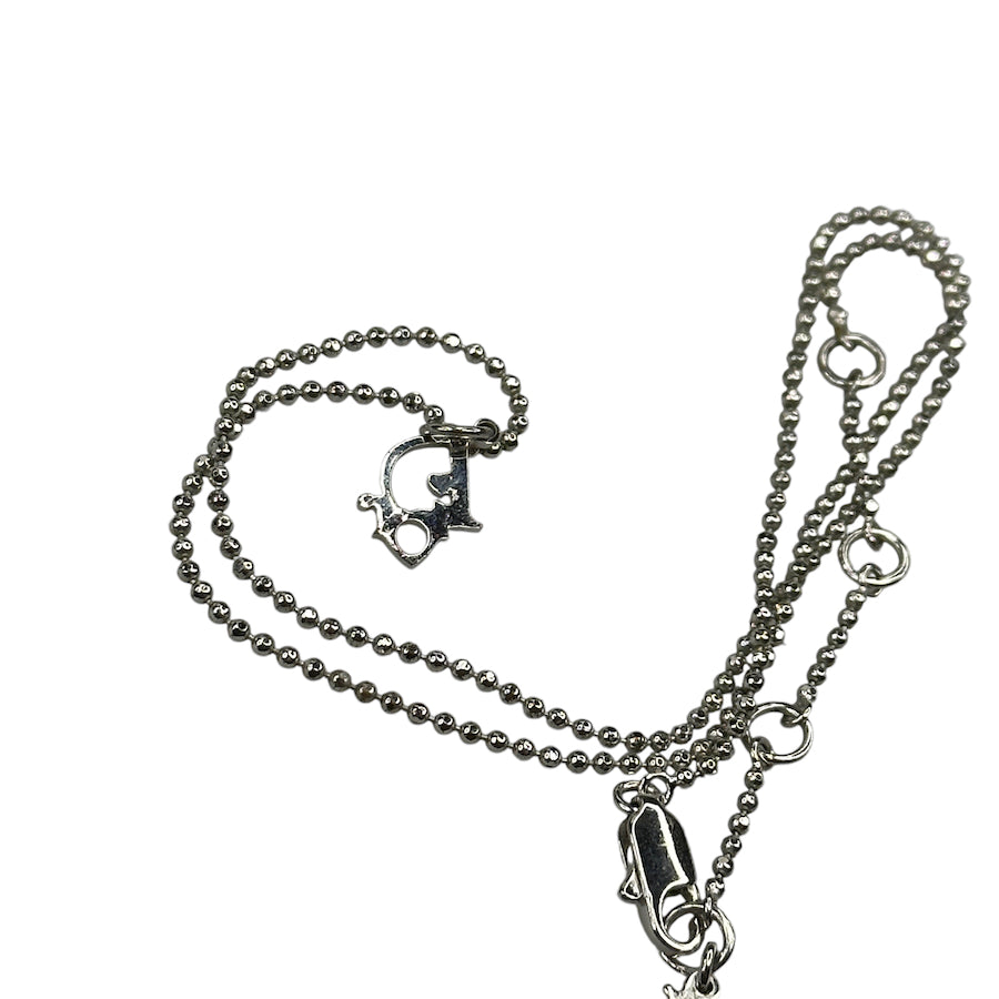 DIOR MINI OBLIQUE LOGO BALL CHAIN NECKLACE - SILVER PLATED