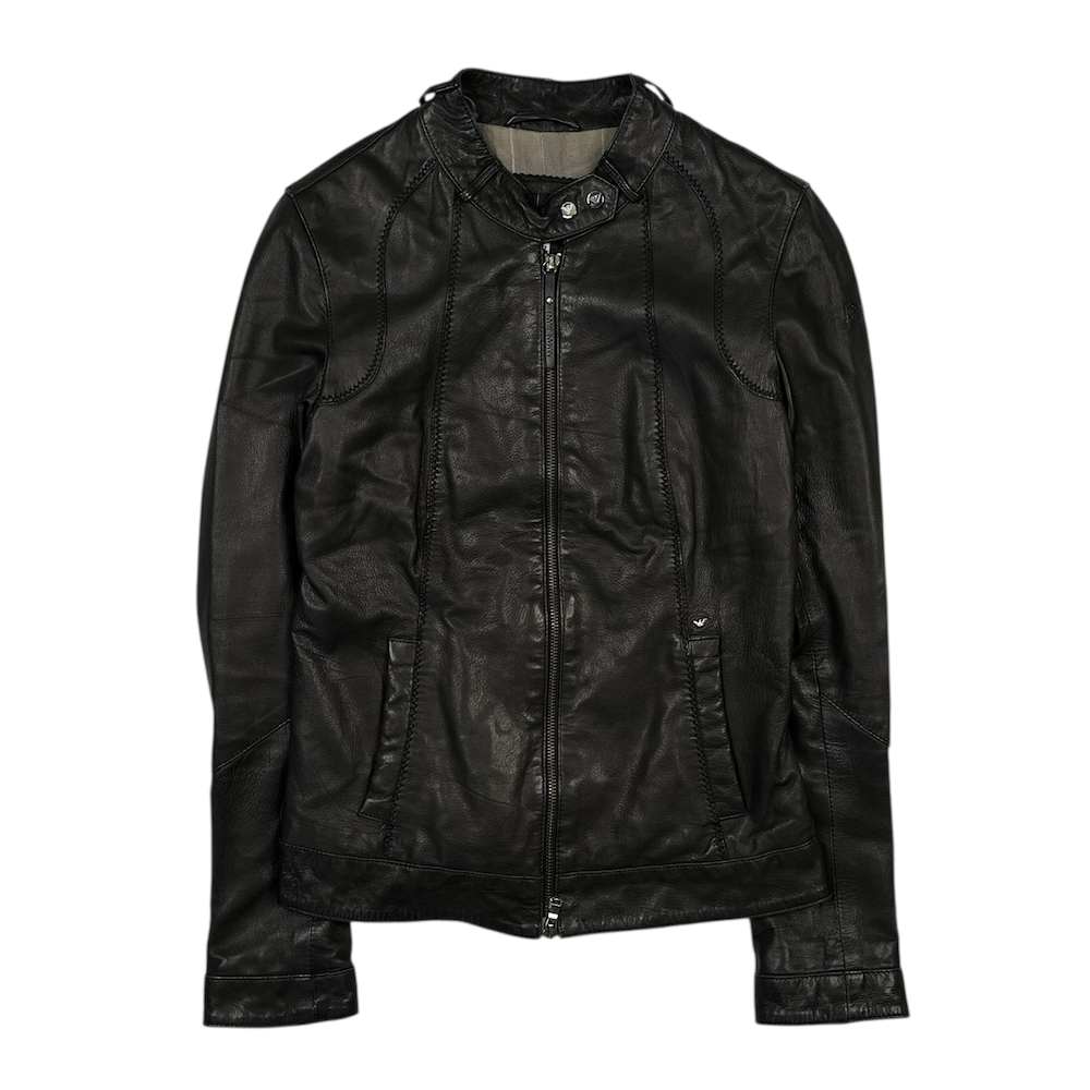 ARMANI JEANS LEATHER JACKET - BLACK