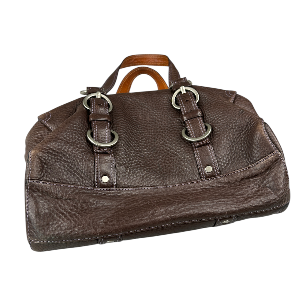 COACH PEBBLED LEATHER SHOULDER BAG - BROWN