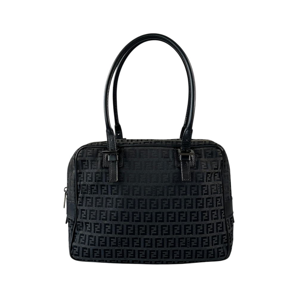 FENDI ZUCCHINO CANVAS SHOULDER BAG - BLACK