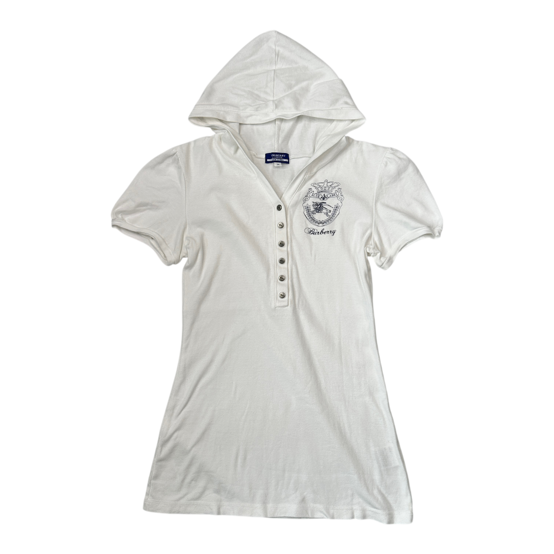 BURBERRY BLUE LABEL HOODED BUTTON TOP