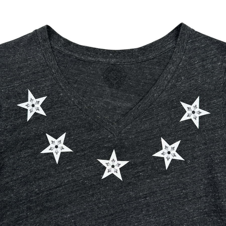 CHROME HEARTS MULTI-STAR V-NECK T-SHIRT - GREY