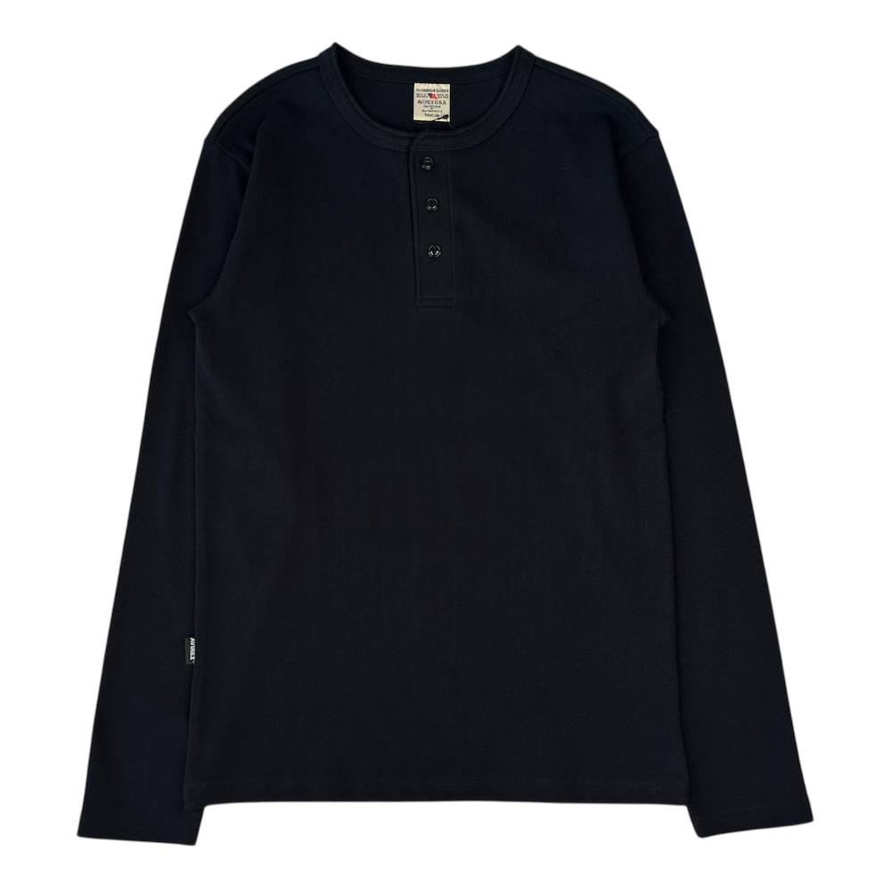(NEW) AVIREX EVERY DAY HENLEY LONG SLEEVE - BLACK