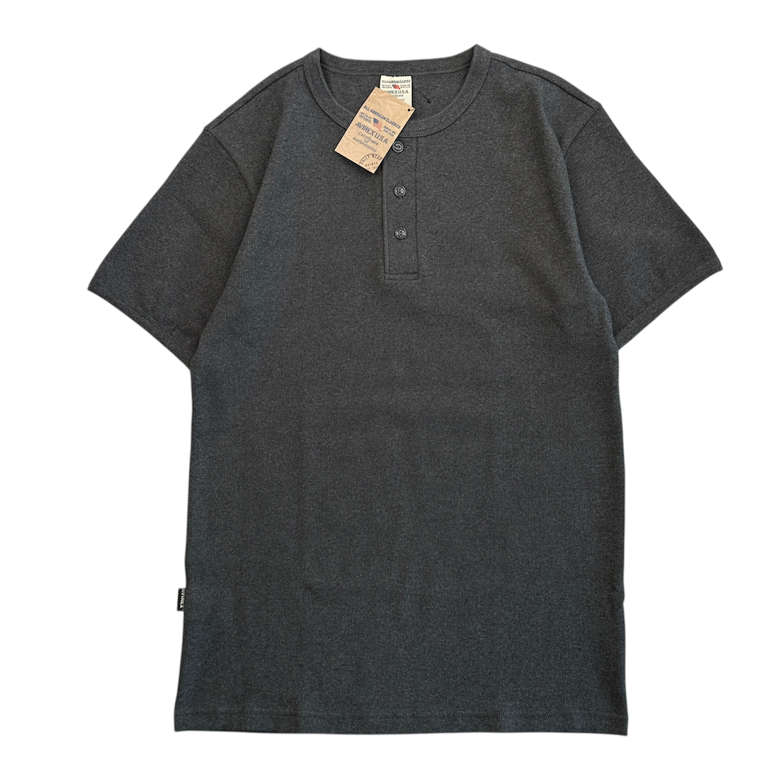 (NEW) AVIREX EVERY DAY HENLEY T-SHIRT- CHARCOAL
