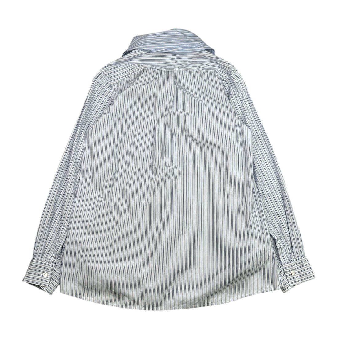 (1) KAPITAL COTTON STRIPED BOWTIE PUB SHIRT - BLUE / WHITE