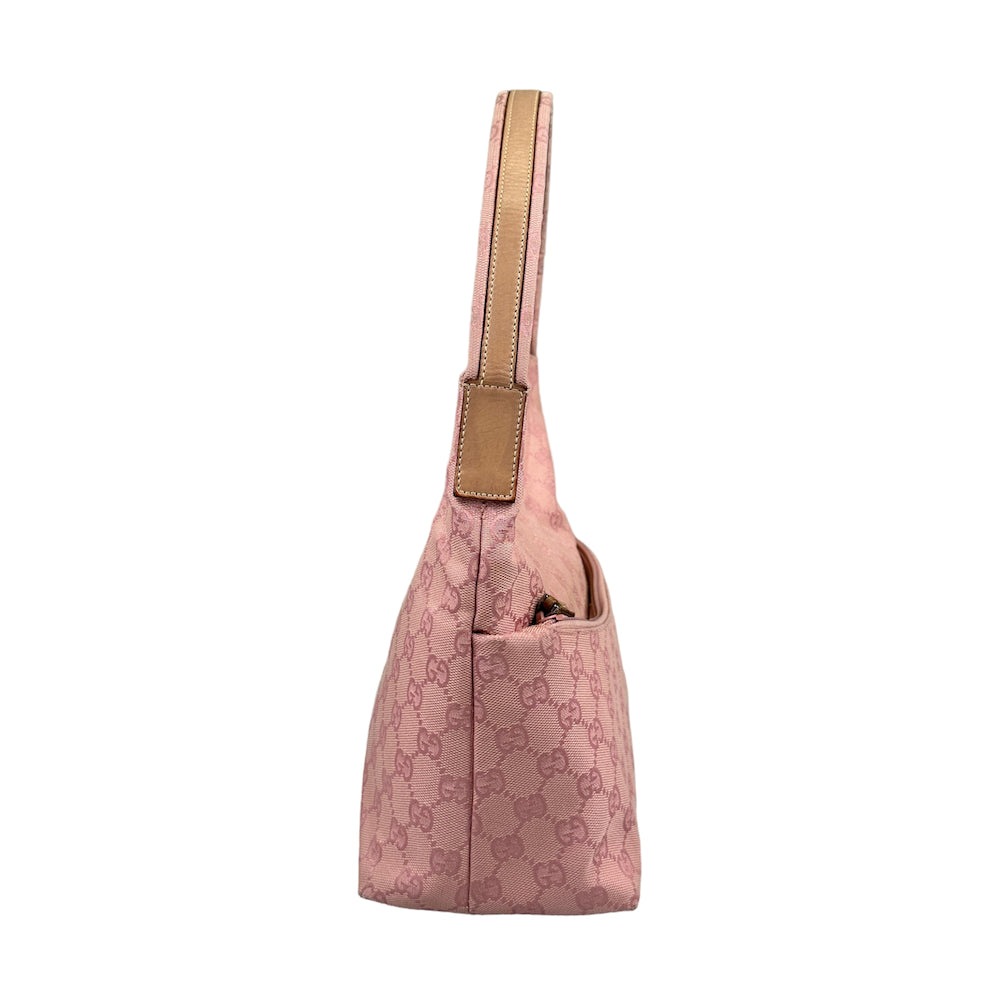 GUCCI pink GG canvas hobo shoulder bag