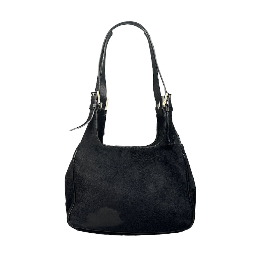 FENDI BLACK PONY HAIR SHOULDER BAG