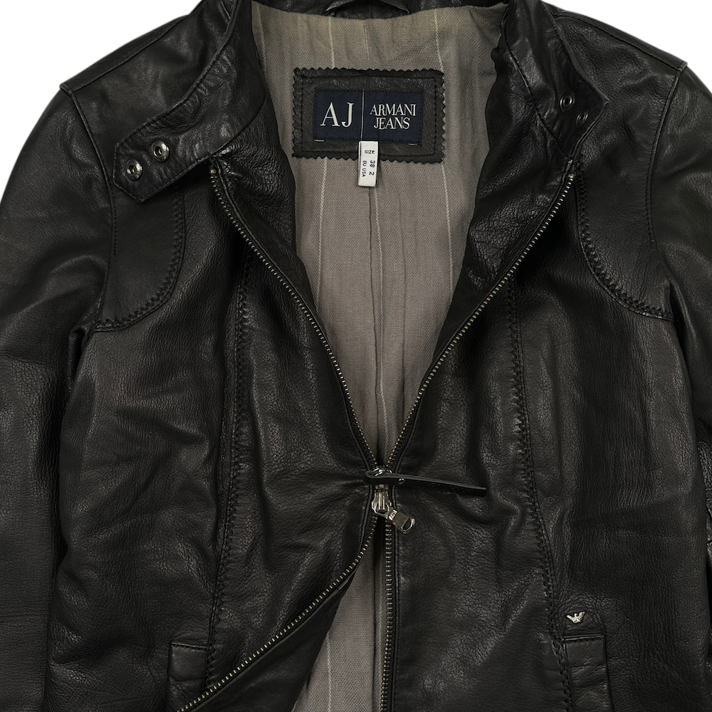 ARMANI JEANS LEATHER JACKET - BLACK