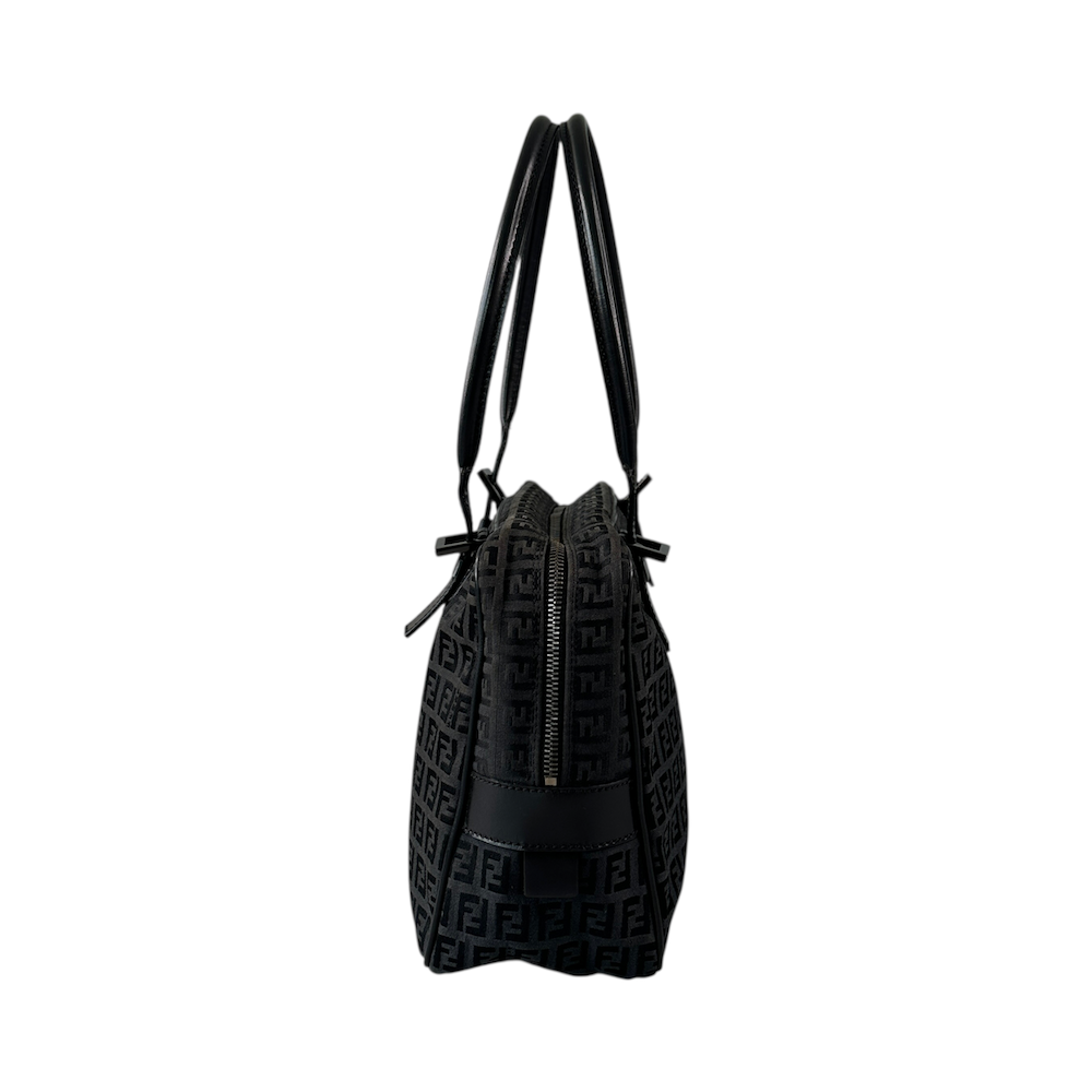 FENDI ZUCCHINO CANVAS SHOULDER BAG - BLACK