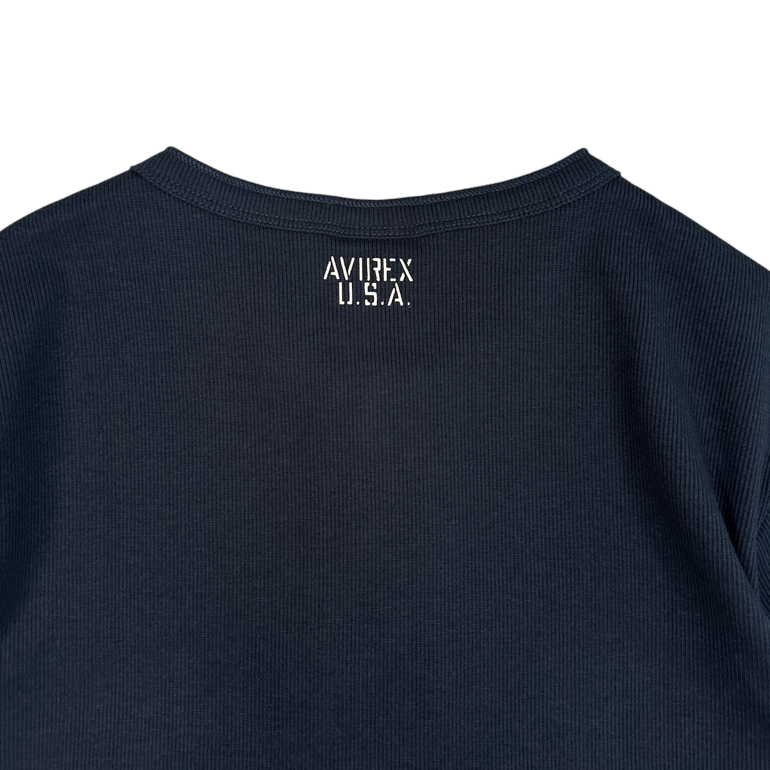 (NEW) AVIREX RIBBED EVERY DAY HENLEY SHORT SLEEVE - NAVY