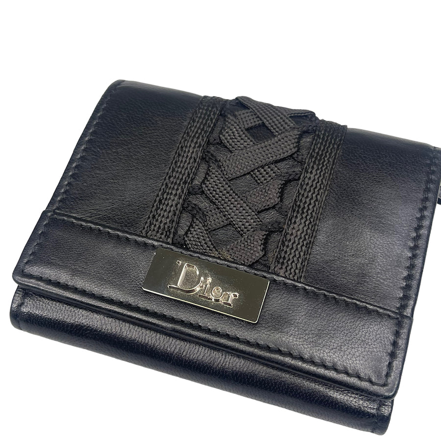 DIOR 2002 'ADMIT IT' LACE UP LEATHER WALLET - BLACK 92UR