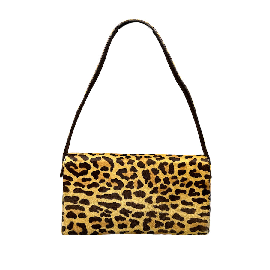 PRADA VINTAGE PONY HAIR LEOPARD PRINT SHOULDER BAG