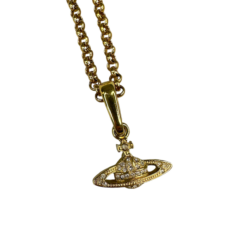 VIVIENNE WESTWOOD GOLD RHINESTONE MAYFAIR THICK CHAIN NECKLACE