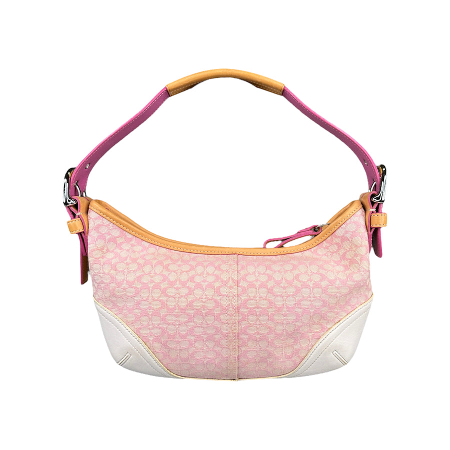 COACH BABY PINK MINI SIGNATURE CANVAS SHOULDER BAG