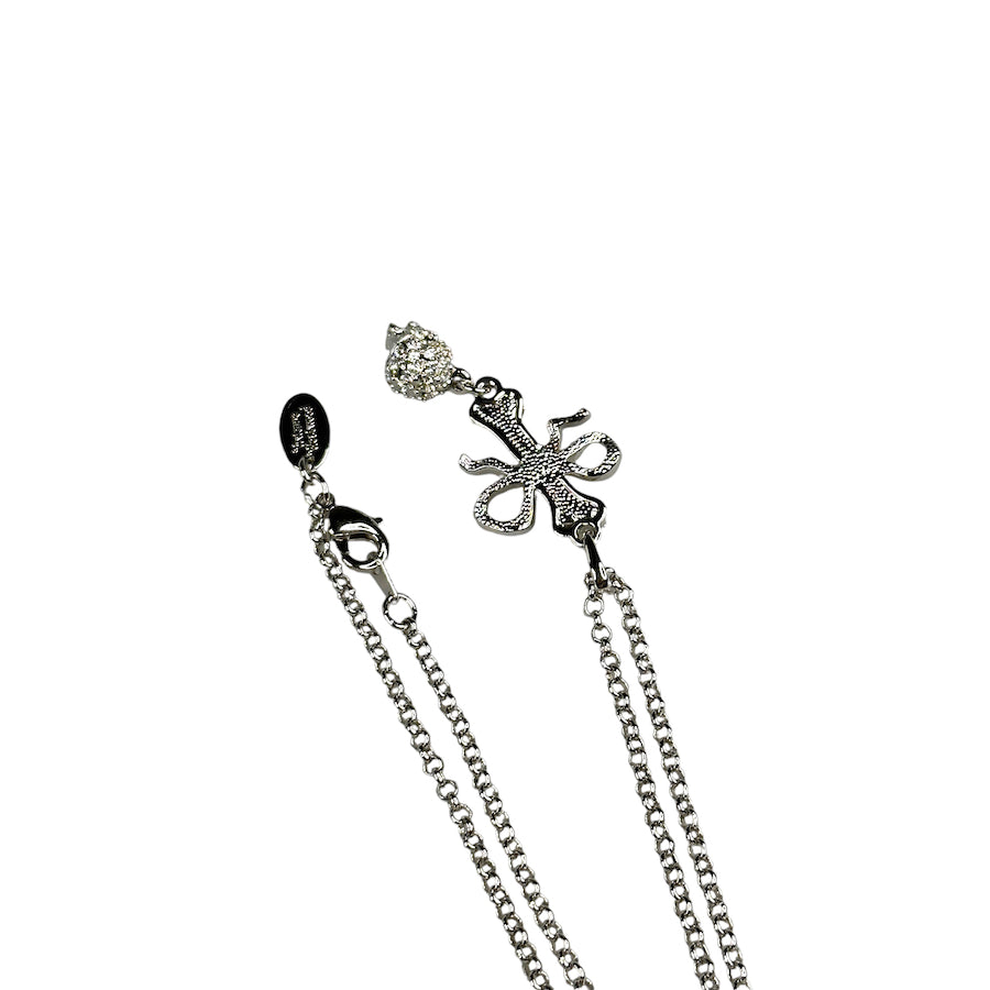 VIVIENNE WESTWOOD SKULL & RIBBON NECKLACE - SILVER PLATED