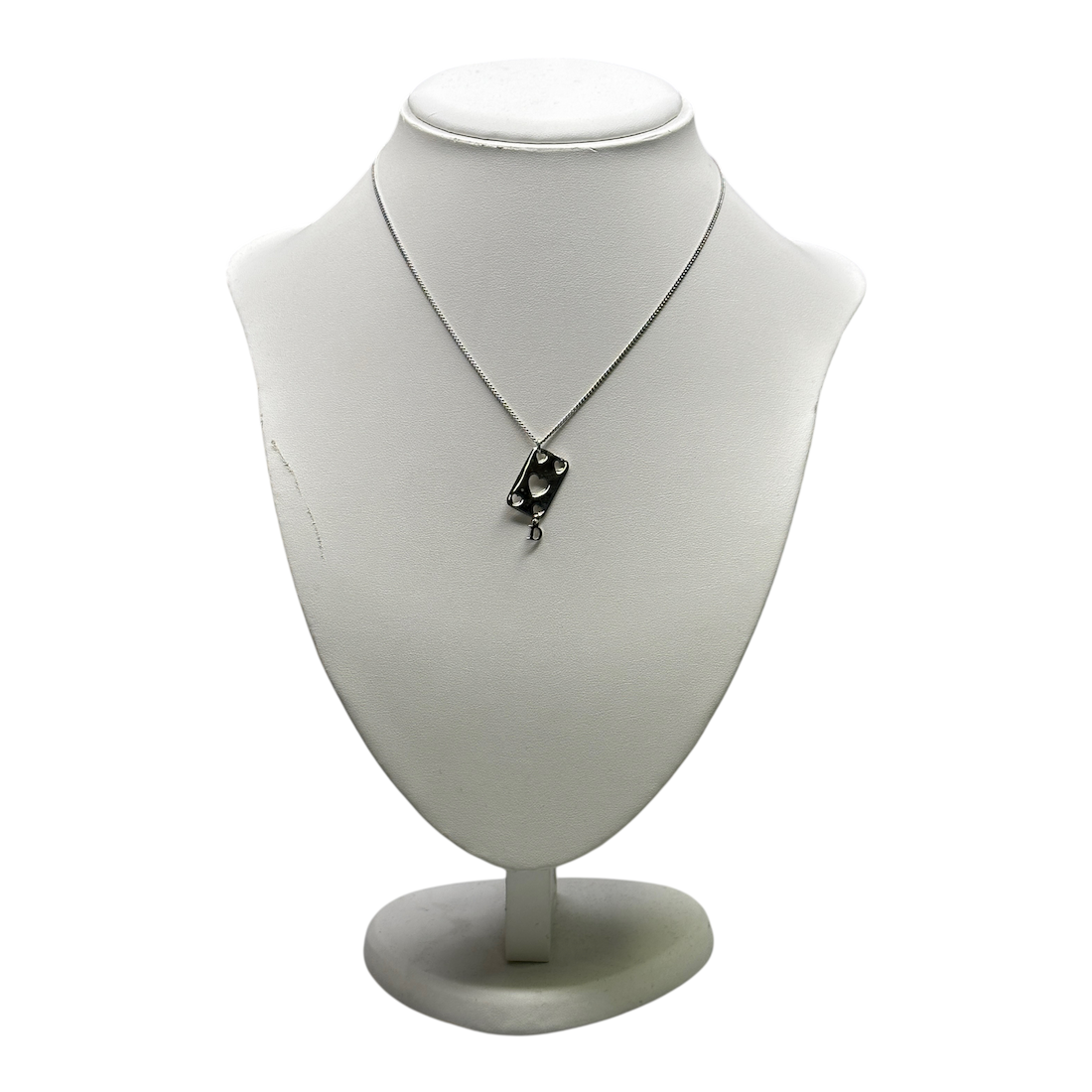 DIOR HEARTS PLAYING CARDS NECKLACE - SILVER PLATED