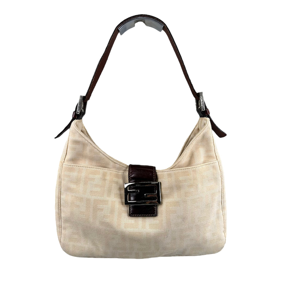 FENDI BEIGE ZUCCA CANVAS MONOGRAM BAG