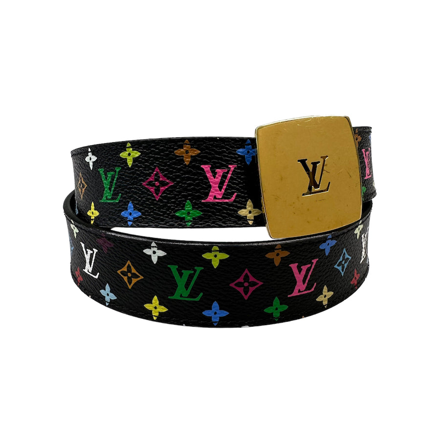 LOUIS VUITTON X TAKASHI MURAKAMI BLACK MONOGRAM MULTICOLORE BELT – Top ...