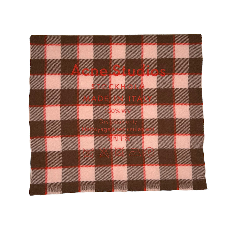 ACNE STUDIOS CHECK WOOL SCARF (ORANGE / BROWN)