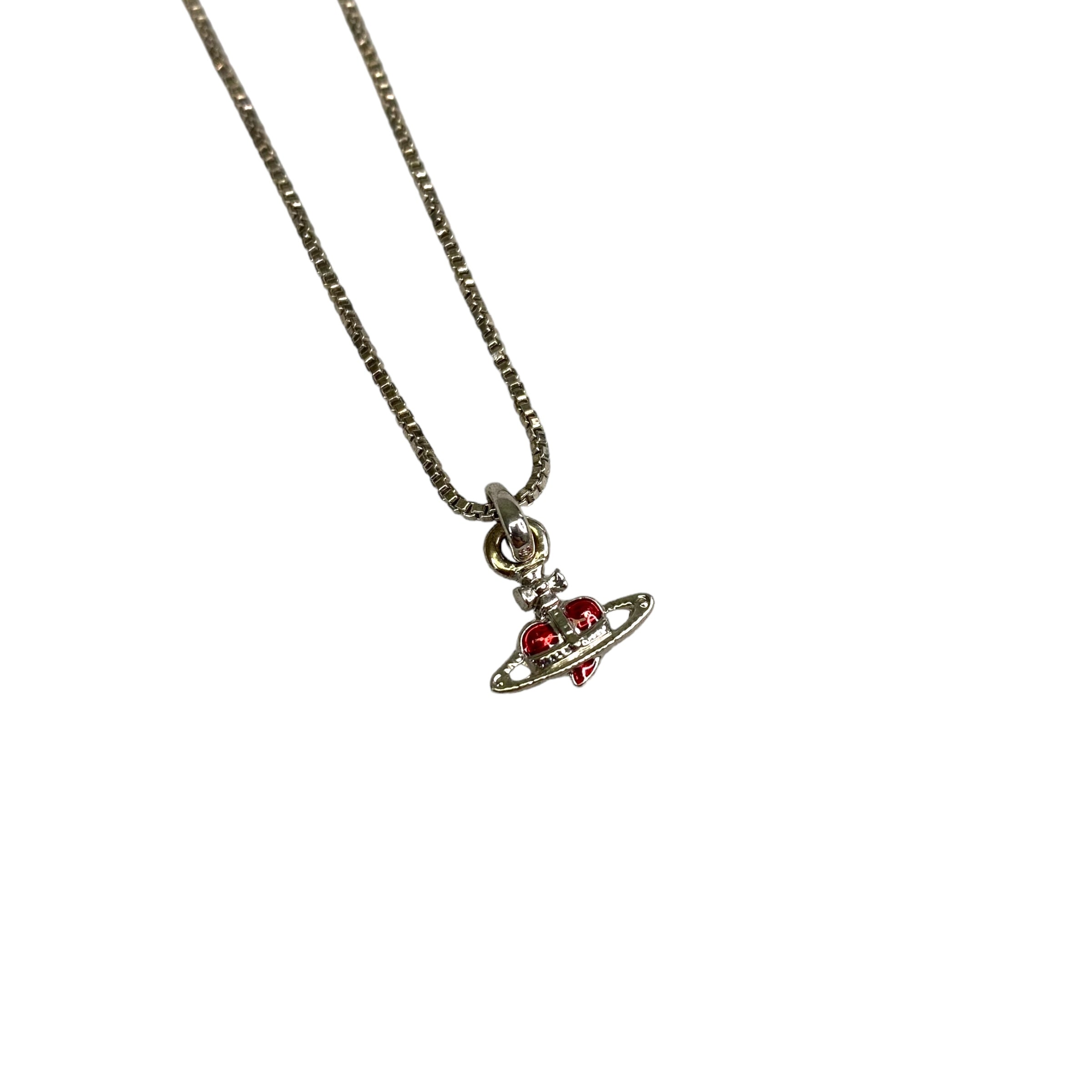VIVIENNE WESTWOOD MICRO-HEART PENDANT SILVER PLATED NECKLACE