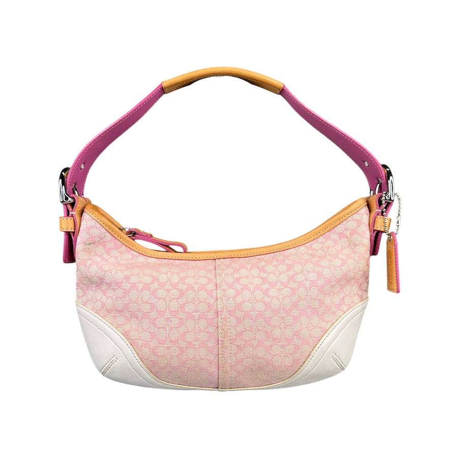 COACH BABY PINK MINI SIGNATURE CANVAS SHOULDER BAG