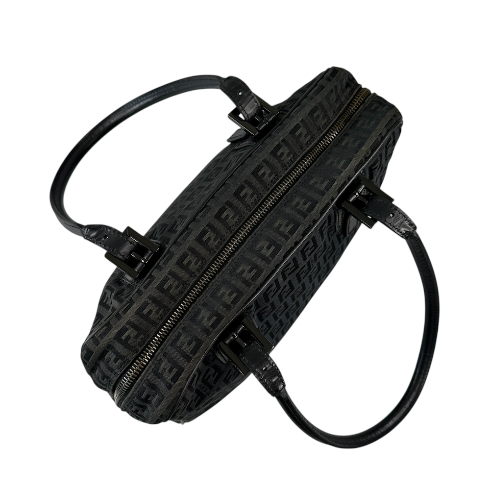 FENDI ZUCCHINO CANVAS SHOULDER BAG - BLACK