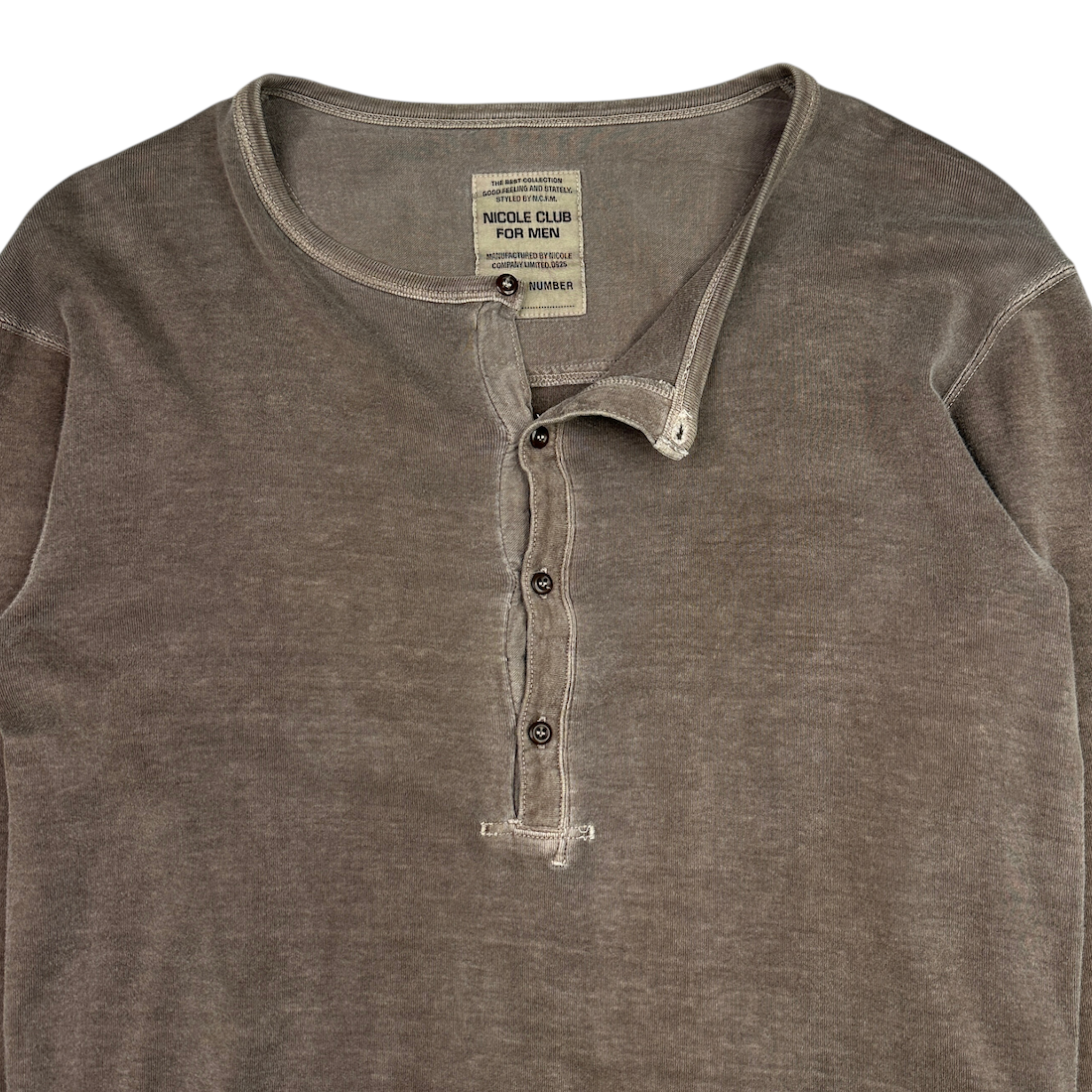 NICOLE CLUB FOR MEN HENLEY LONG SLEEVE - BROWN