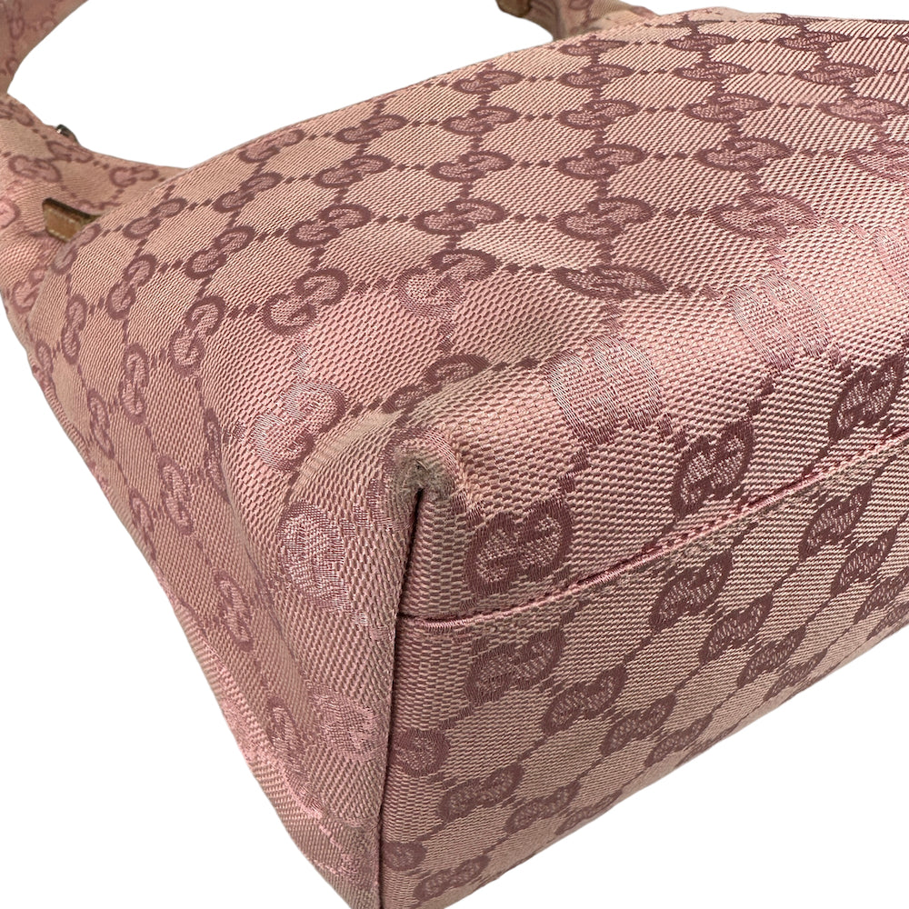 GUCCI pink GG canvas hobo shoulder bag