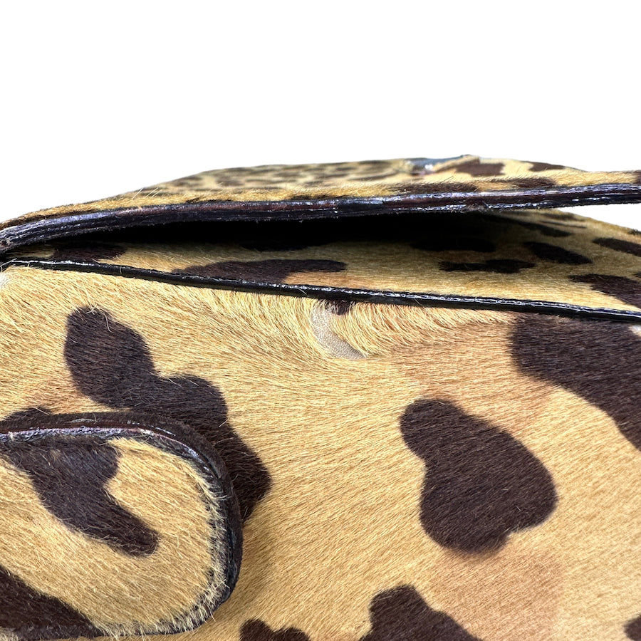 PRADA VINTAGE PONY HAIR LEOPARD PRINT SHOULDER BAG