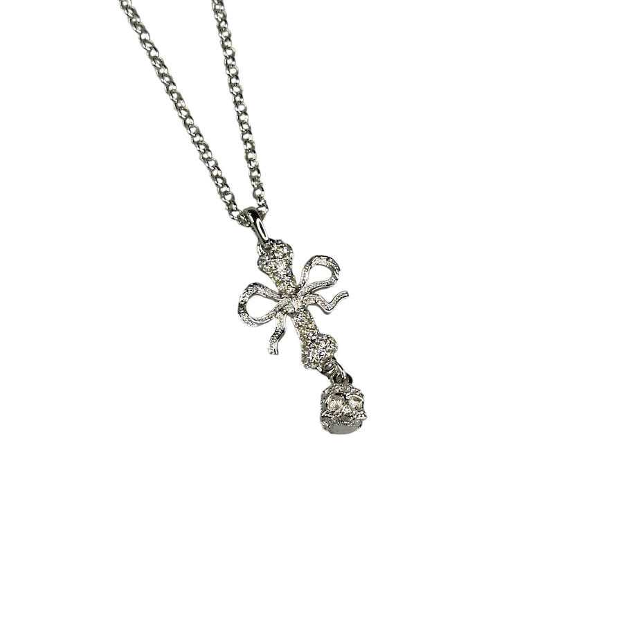 VIVIENNE WESTWOOD SKULL & RIBBON NECKLACE - SILVER PLATED