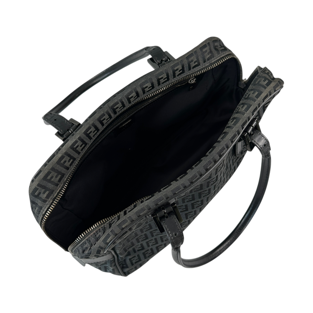 FENDI ZUCCHINO CANVAS SHOULDER BAG - BLACK