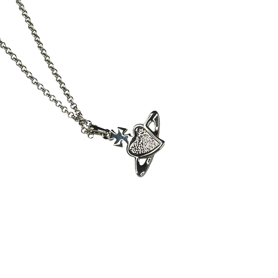 VIVIENNE WESTWOOD PLATINUM REVERSE HEART NECKLACE