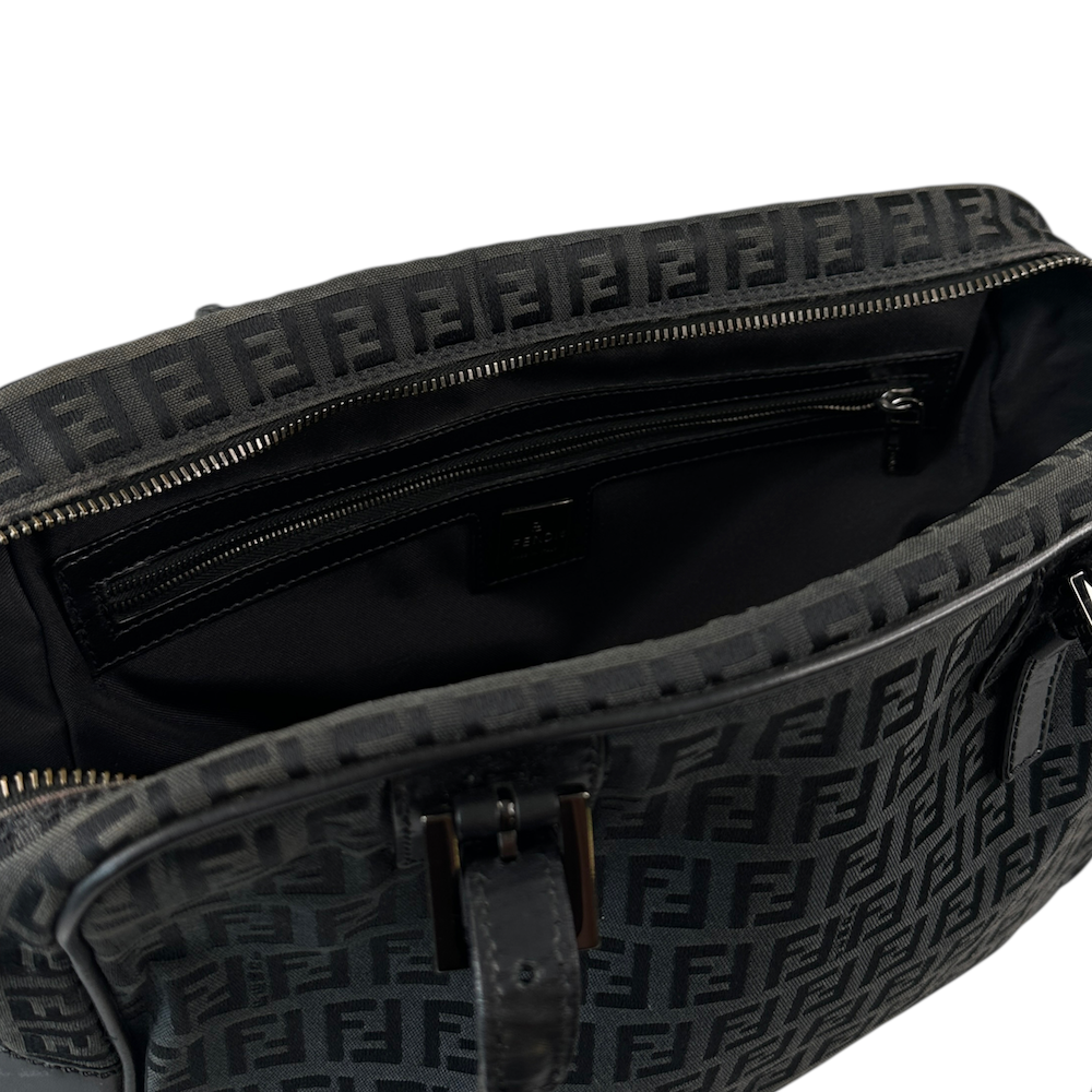 FENDI ZUCCHINO CANVAS SHOULDER BAG - BLACK