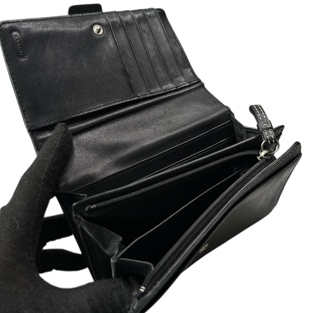 COACH BUCKLE DETAIL LEATHER WALLET