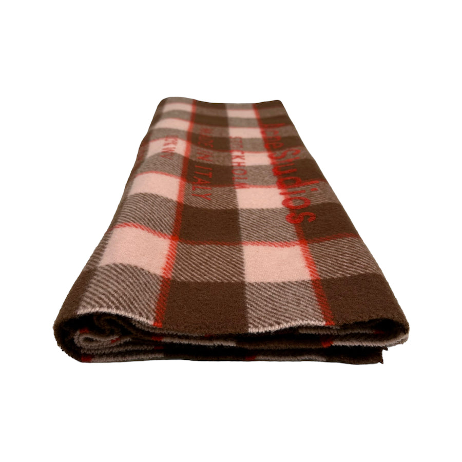 ACNE STUDIOS CHECK WOOL SCARF (ORANGE / BROWN)