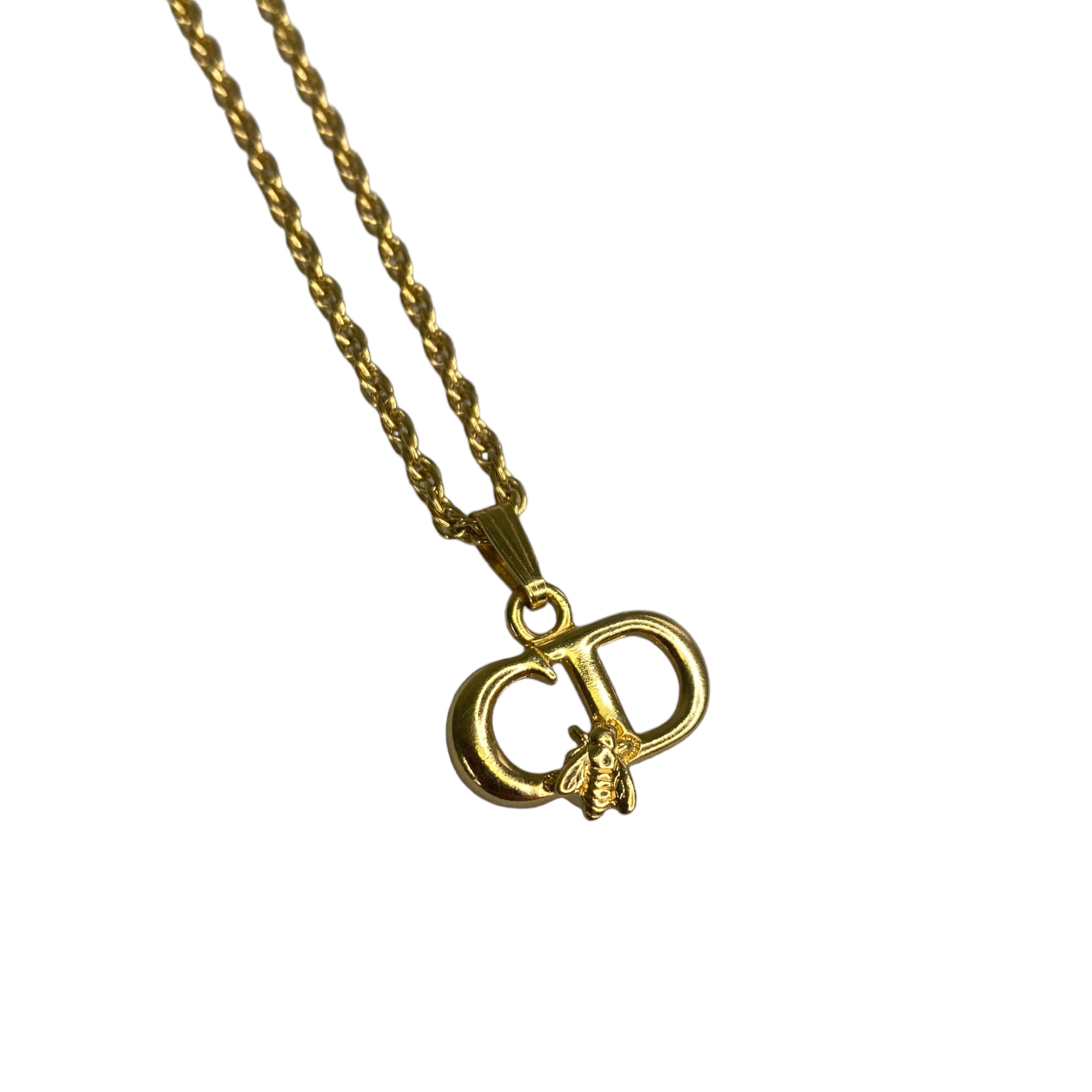 DIOR CD BEE PENDANT GOLD PLATED NECKLACE