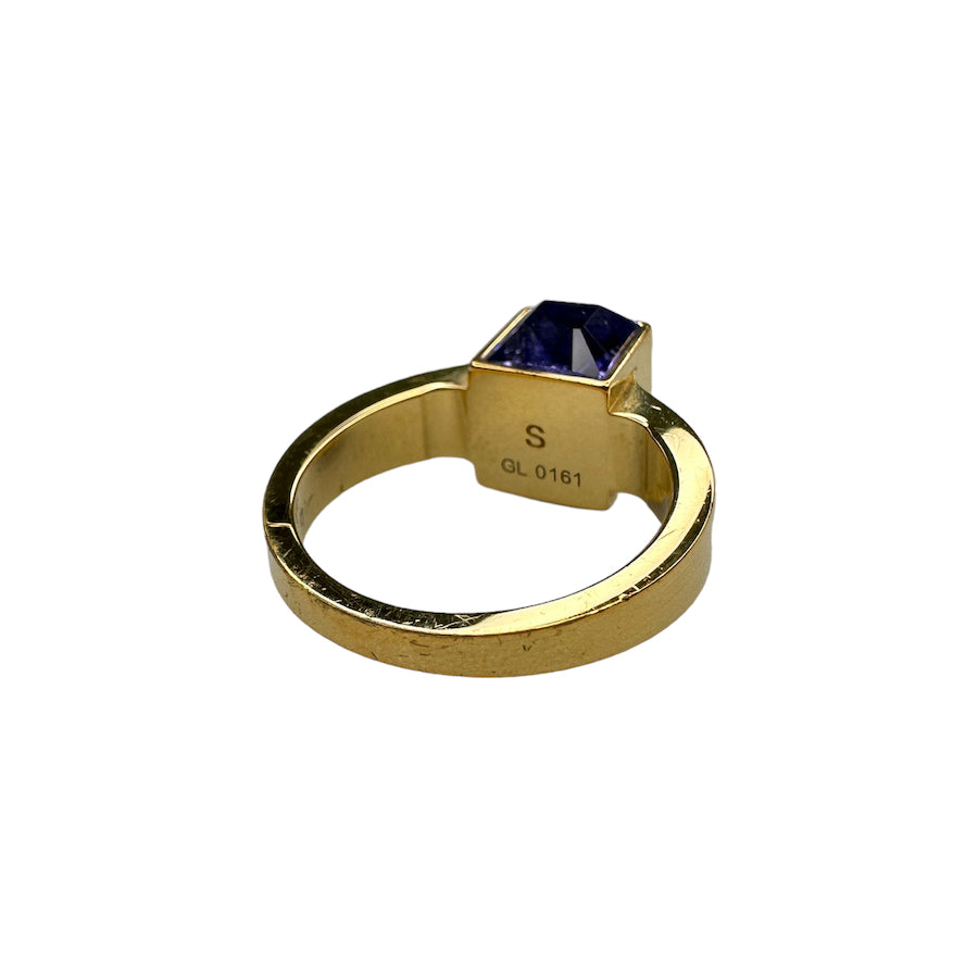 (S/10) LOUIS VUITTON PURPLE GAMBLE STONE RING - GOLD PLATED