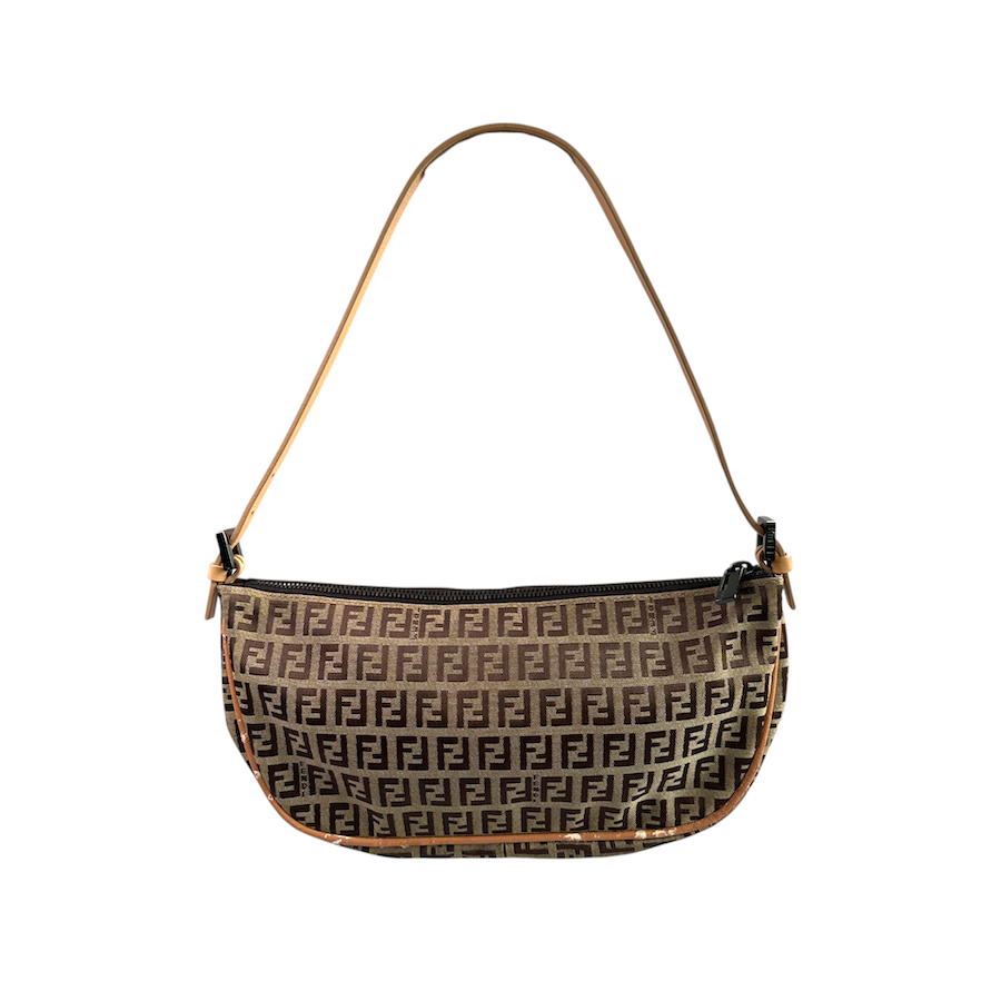 FENDI ZUCCHINO CANVAS SHOULDER BAG - BEIGE