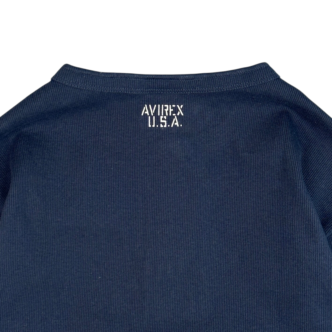 (NEW) AVIREX RIBBED EVERY DAY HENLEY LONG SLEEVE - NAVY
