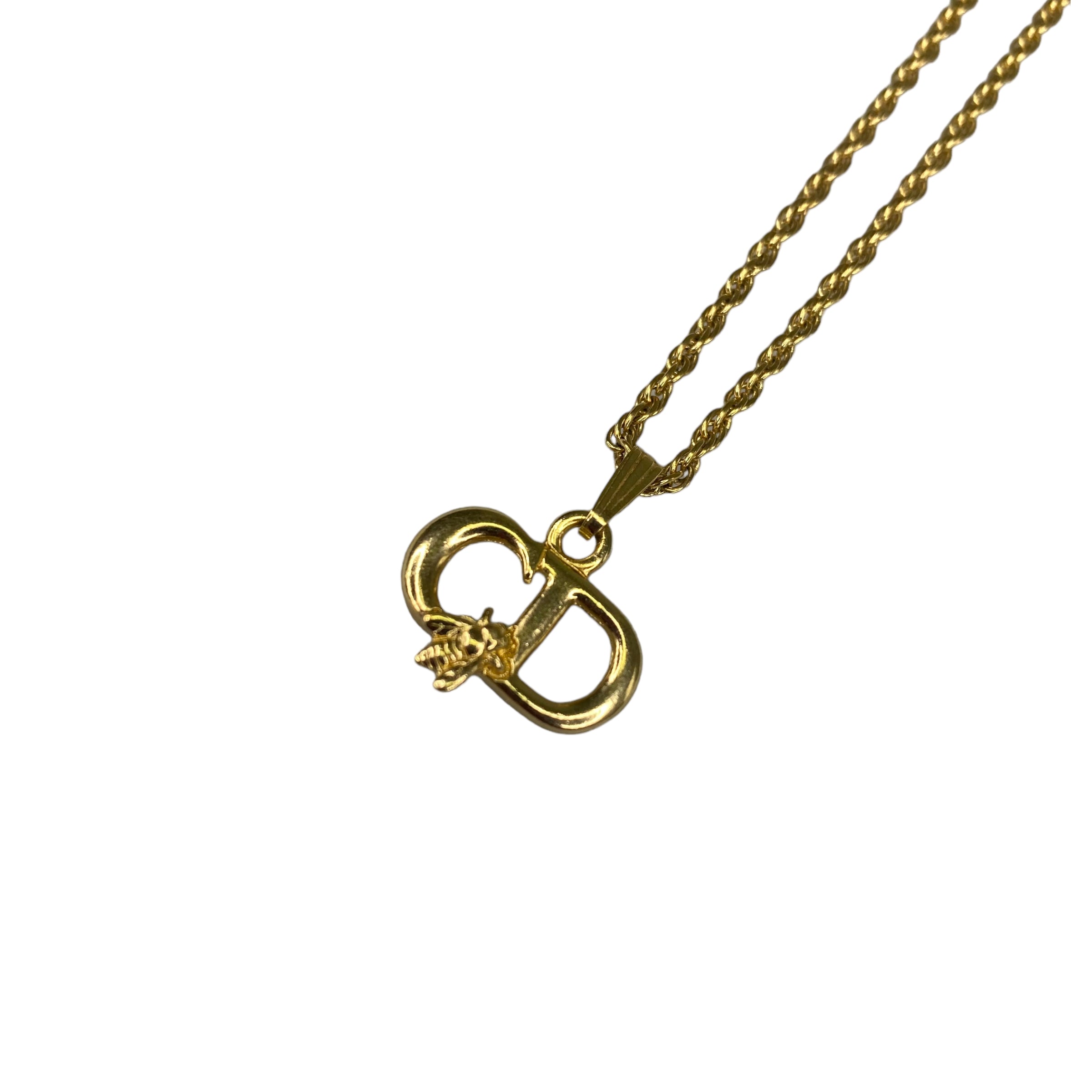 DIOR CD BEE PENDANT GOLD PLATED NECKLACE