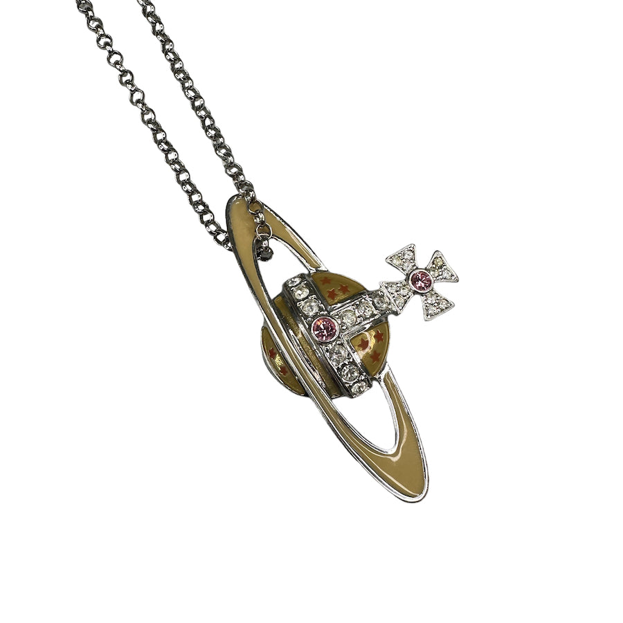 VIVIENNE WESTWOOD LARGE ENAMEL MAYFAIR NECKLACE - SILVER PLATED