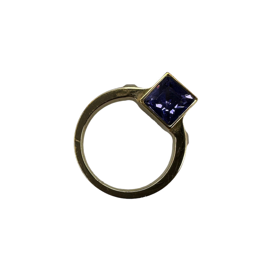 (S/10) LOUIS VUITTON PURPLE GAMBLE STONE RING - GOLD PLATED