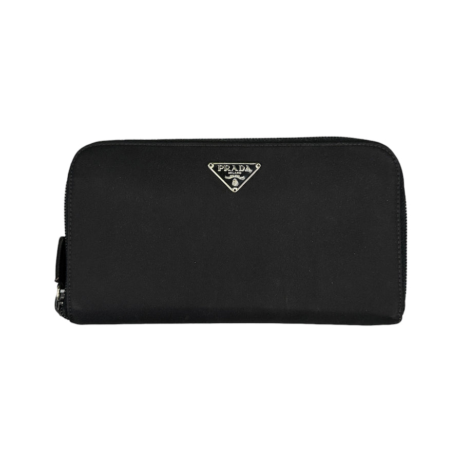 PRADA BLACK NYLON ZIP-AROUND LONG WALLET